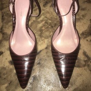 Anne Taylor Heels w Ankle strap, Croc Skin
